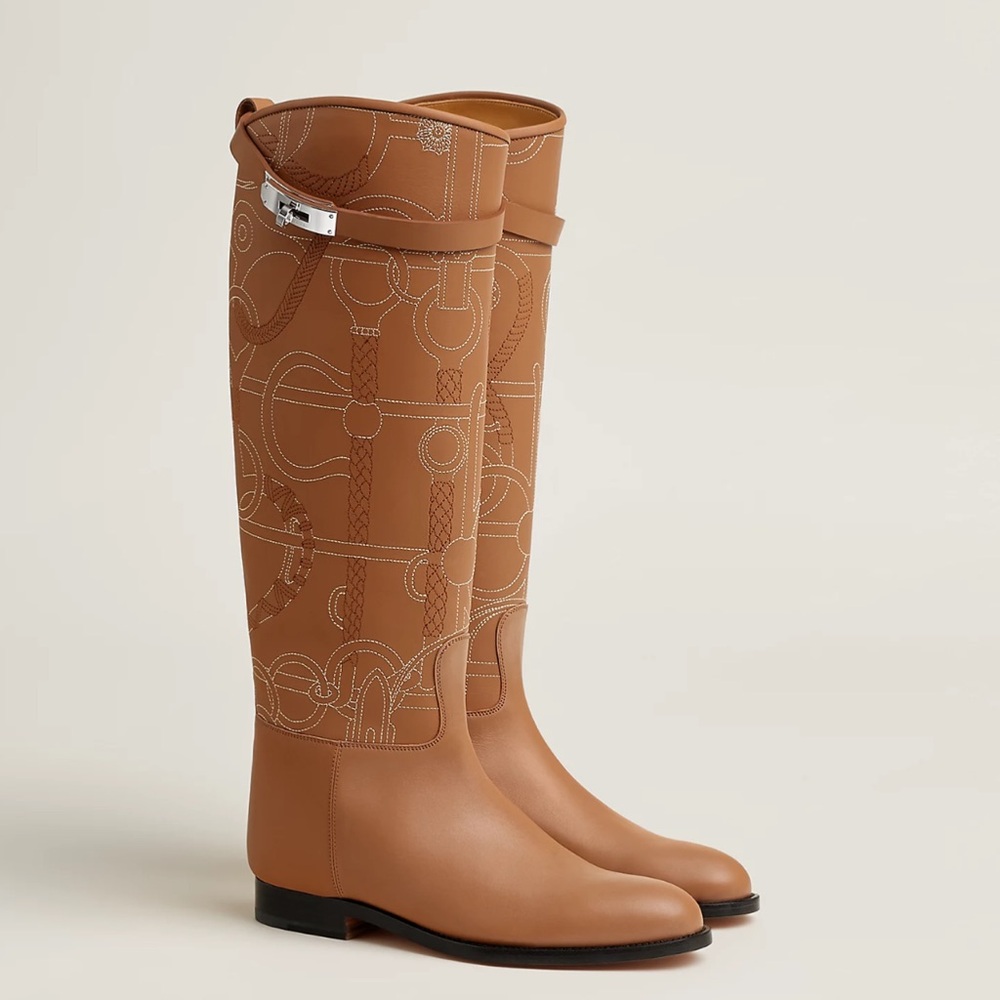 Hermes embroidered riding boots